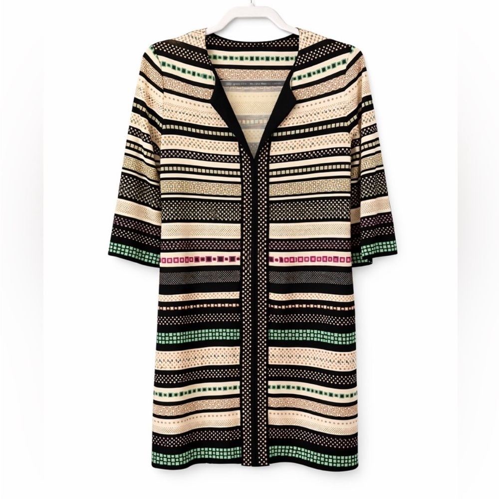 Diane Von Furstenberg Silk Shift Dress Geometric Print 3/4 Sleeve Size 8